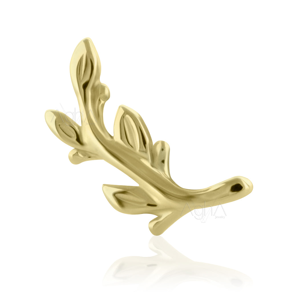 14k Solid Yellow Gold Threadless End, Mini Tree branch end (ONLY TOP ...