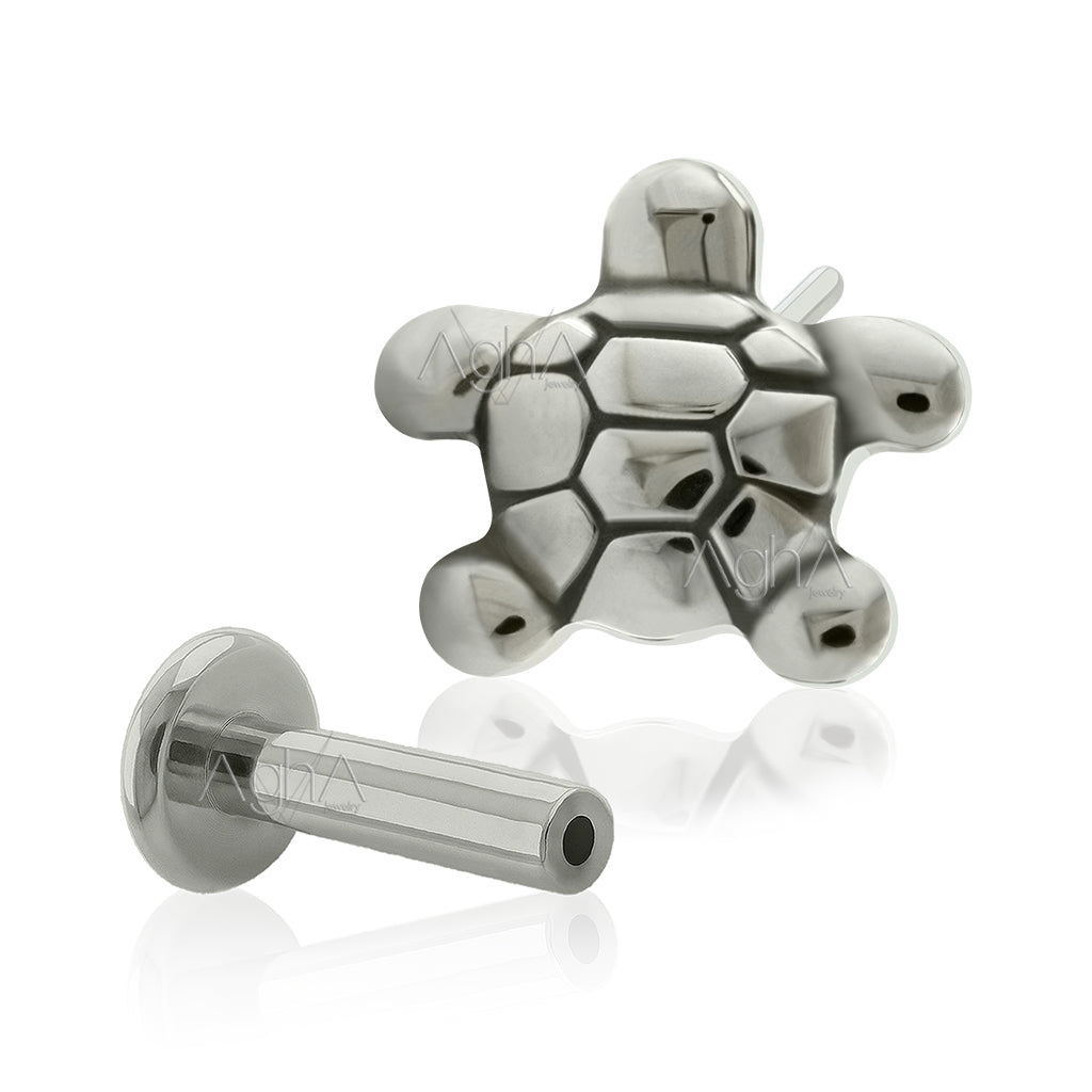 20g 18g 16g 14g Implant Grade Titanium Threadless earring with Turtle ...