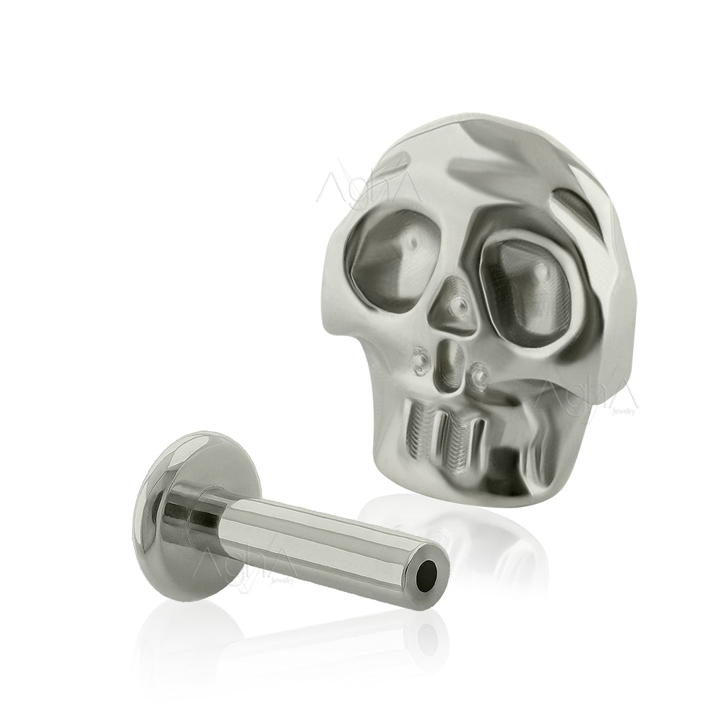 20g Implant Grade Titanium Threadless Labret with Skull (Top and Botto ...