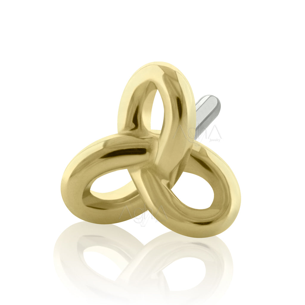 14k Solid Yellow Gold Threadless End, Trifinity Shaped pin (ONLY TOP ...