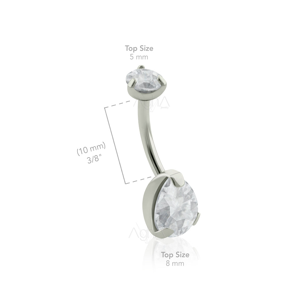 14g Implant Grade Titanium Internally threaded Navel curved barbell wi ...