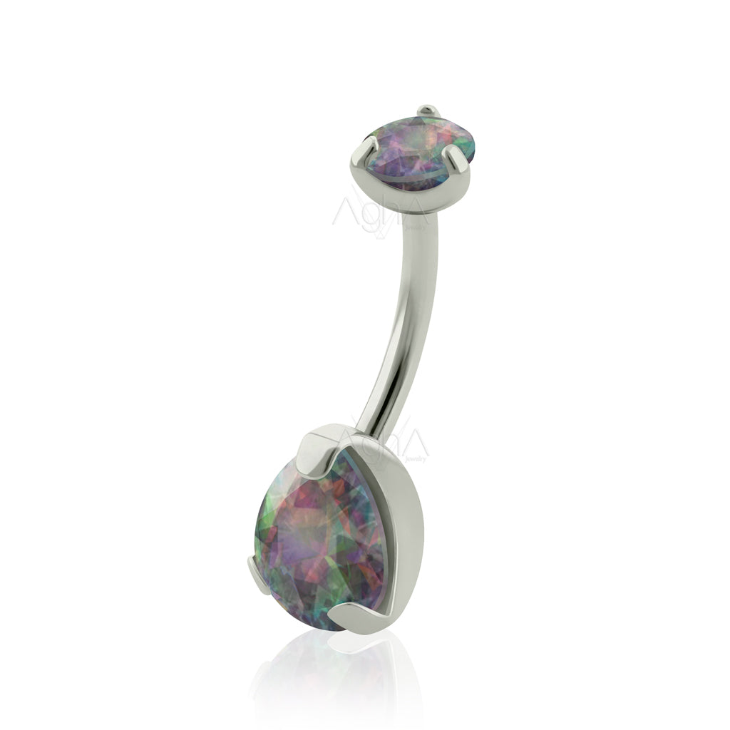 14g Implant Grade Titanium Internally threaded Navel curved barbell wi ...