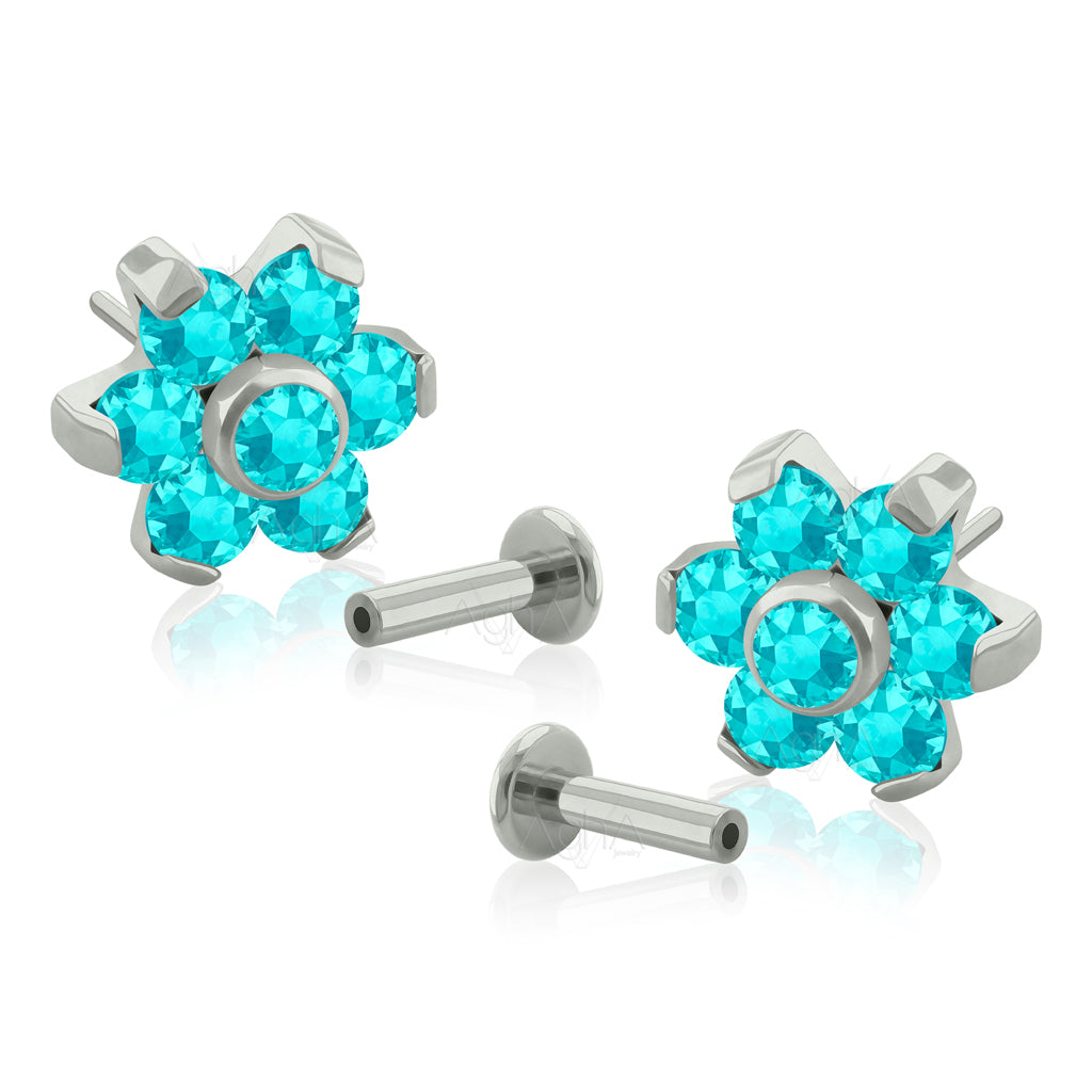 Pair, 20g Implant Grade Titanium Threadless Labret with Prong Setting ...