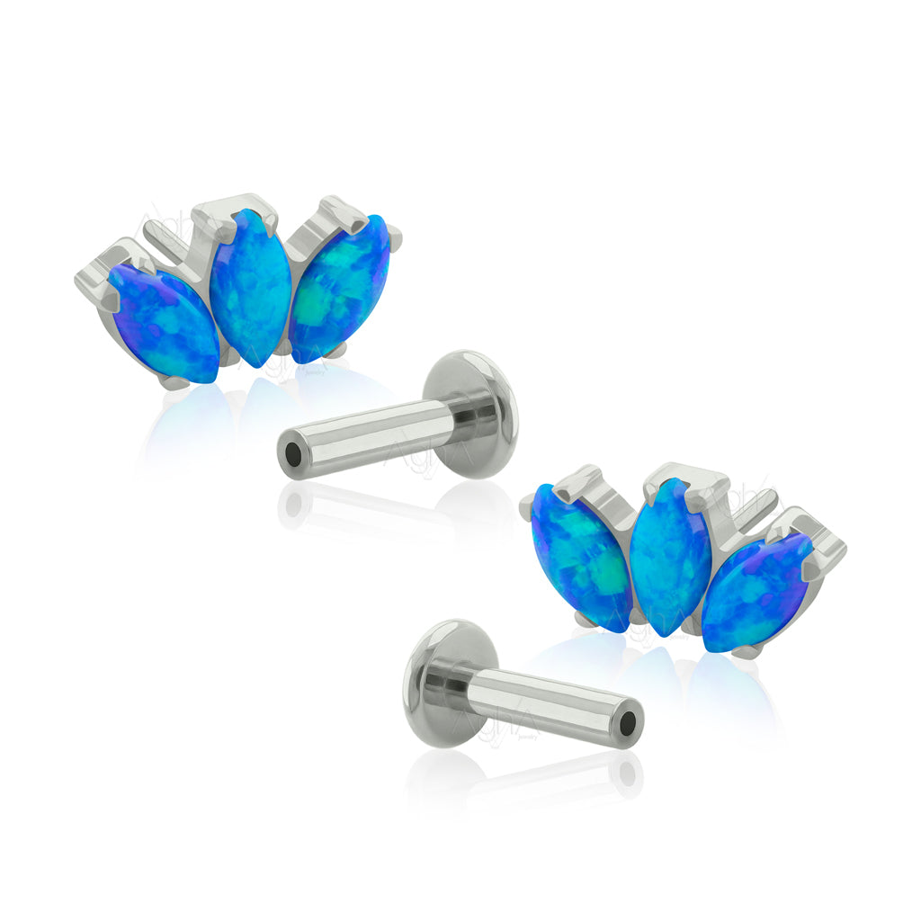 Pair, 18g Implant Grade Titanium Threadless Labret with Marquise, Pron ...