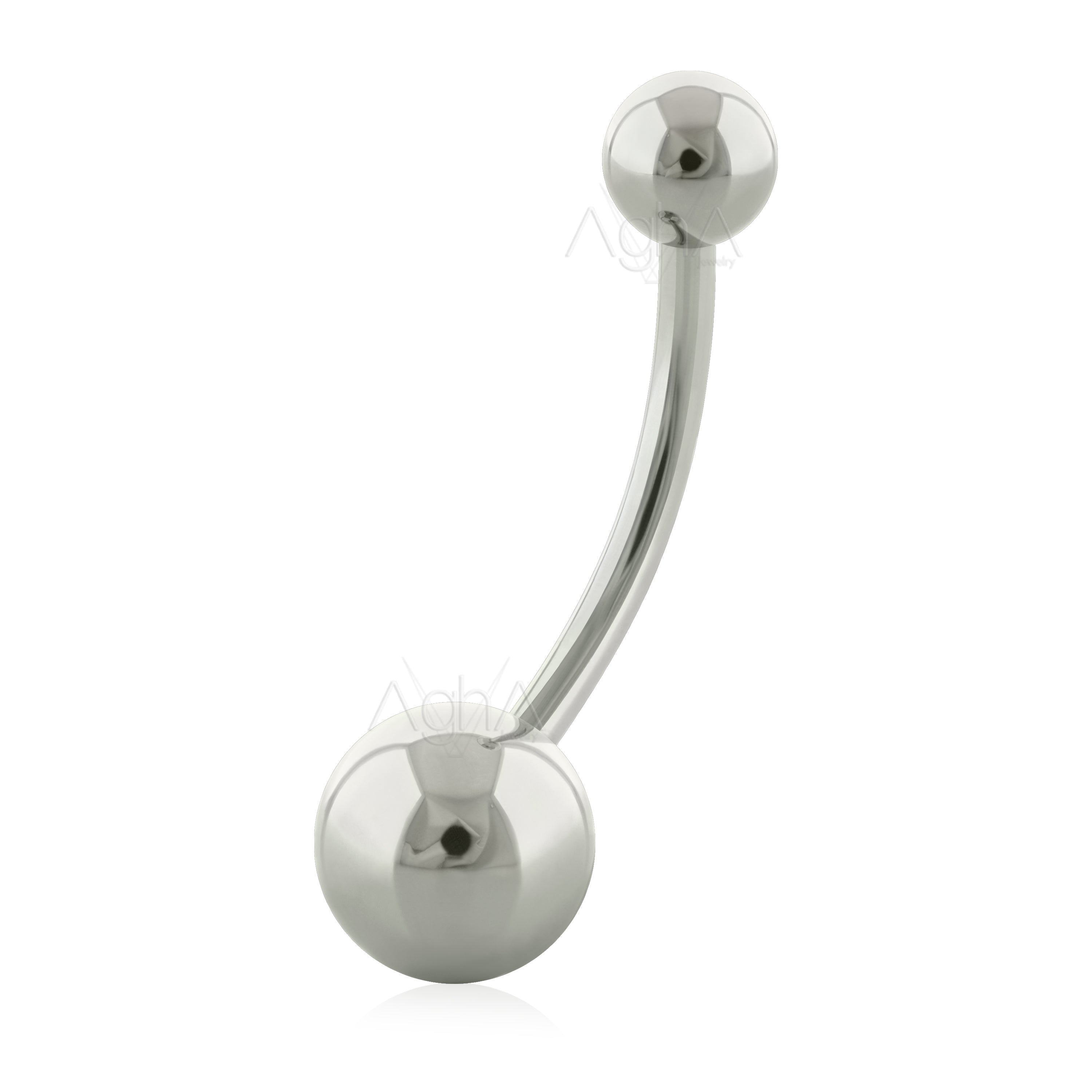 14g, Titanium ASTM F136, Internally Threaded Curved Navel Barbell with ...