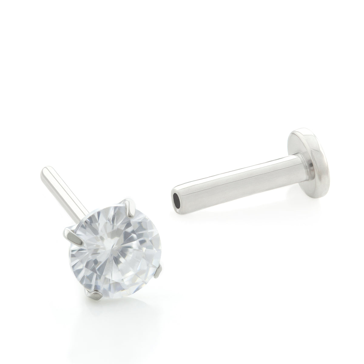 20g, 316L Surgical Steel Threadless Labret Push Pins, Top and bottom ...