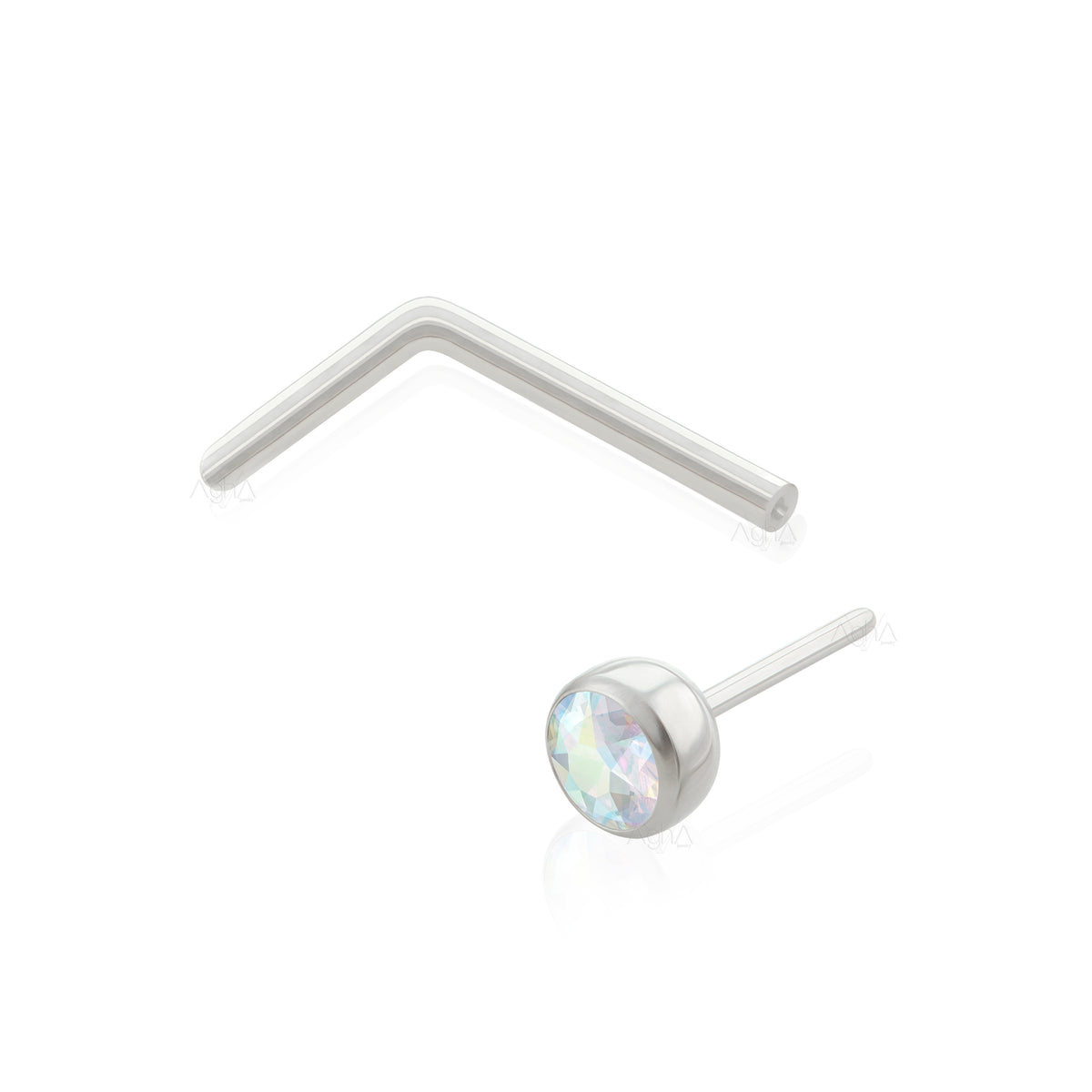 20g -18g Implant grade Titanium Threadless Nostril Post Curved and L-s ...